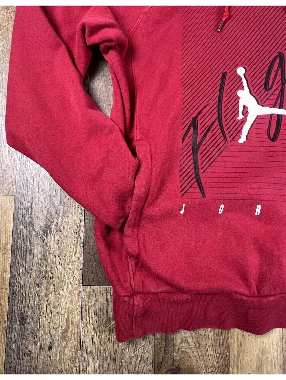 Vintage Air Jordan Flight Hoodie Men's Small Red Y2K Pullover Air Pocket